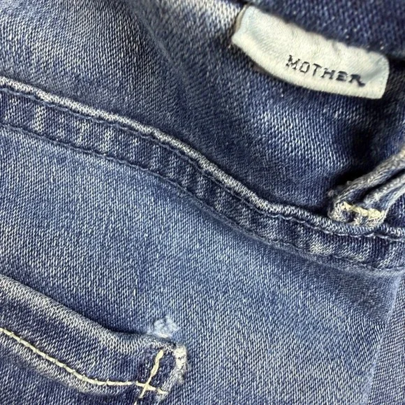 Mother High Waisted Looker Ankle Fray Jeans Womens 24 Blue Skinny Raw Hem - Picture 15 of 15